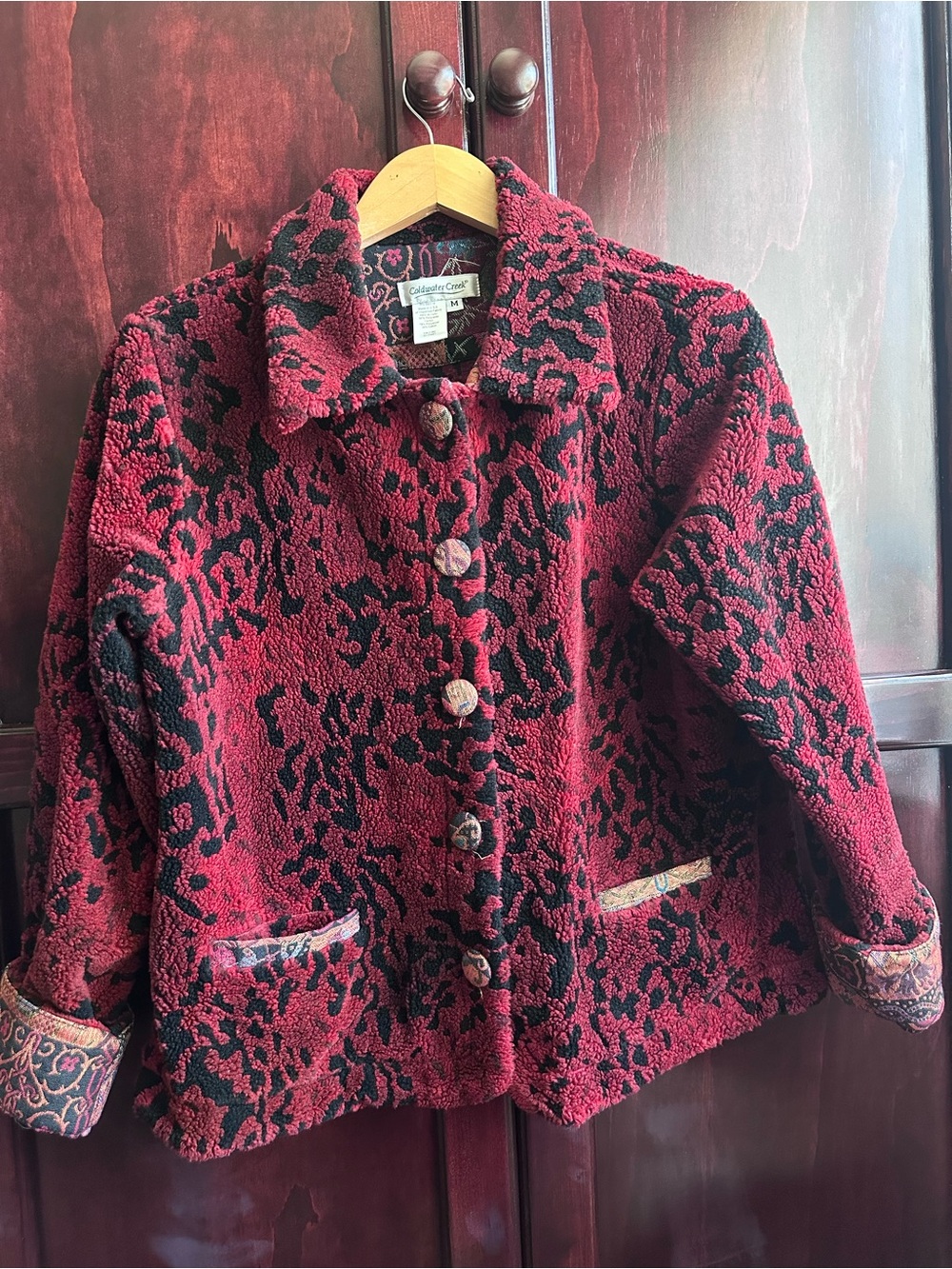 Vintage Coldwater Creek Leopard  Patterned Jacket with tapestry details